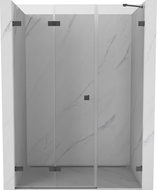 Mexen Lunar-F dušo durys, sulankstomos kairinės 120 cm, skaidrios, šlifuotas pistoletinis pilkas - 836S-120-050-66-00-L