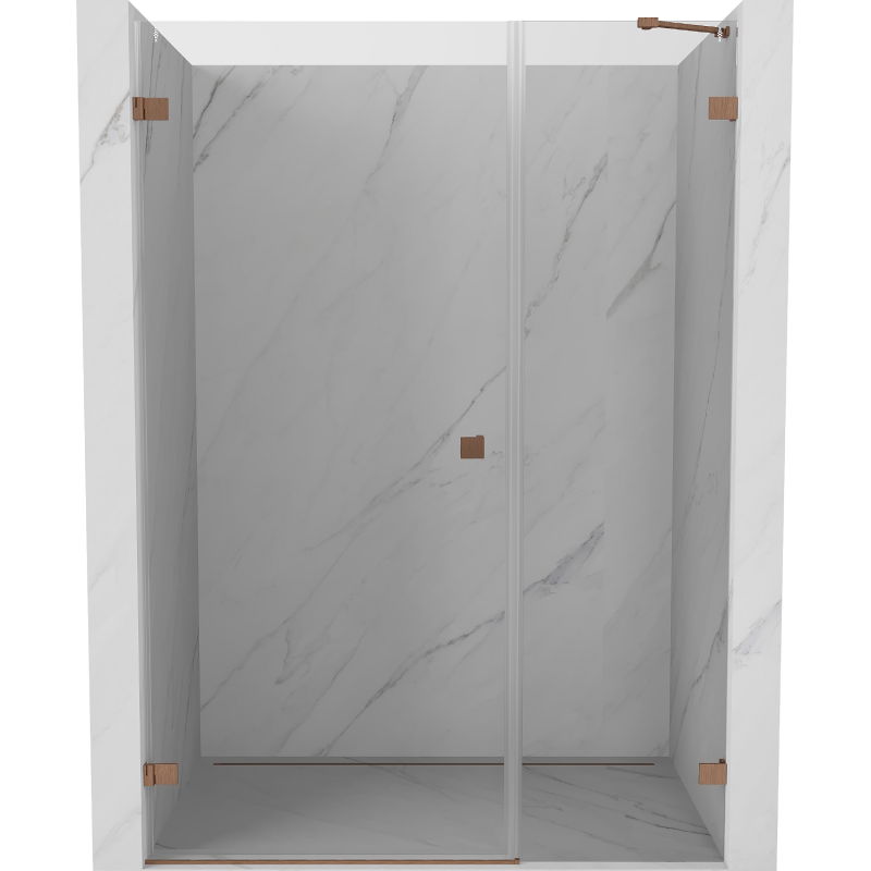 Mexen Lunar-B kairiosios pusės dušo durys 145 cm, permatomos, šlifuotas varis - 832S-145-050-65-00-L