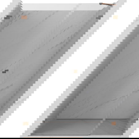 Mexen Lunar-B kairiosios pusės dušo durys 145 cm, permatomos, šlifuotas varis - 832S-145-050-65-00-L