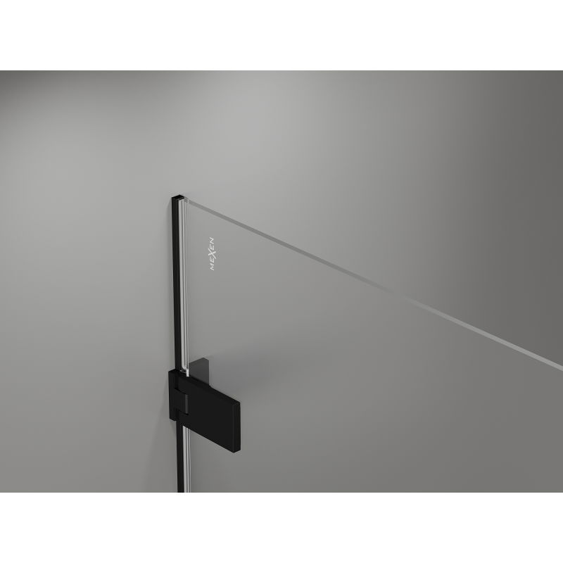Mexen Lunar-F sulankiojamos dušo durys kairės 125 cm, skaidrios, juodos - 836S-125-050-70-00-L