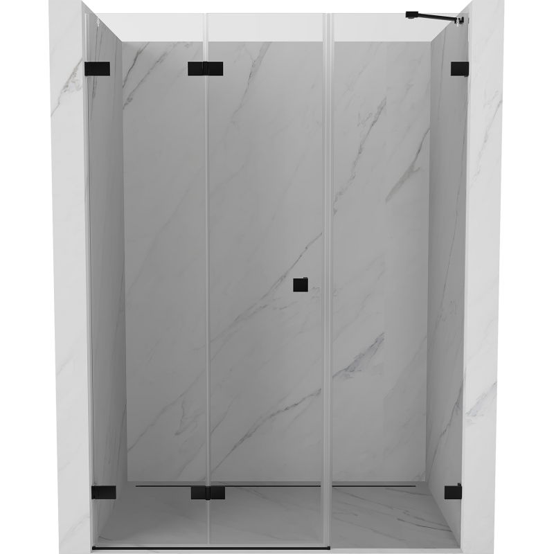 Mexen Lunar-F dušo durys sulankstomos, kairės 140 cm, permatomos, juodos - 836S-140-050-70-00-L