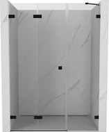 Mexen Lunar-F dušo durys sulankstomos, kairės 140 cm, permatomos, juodos - 836S-140-050-70-00-L