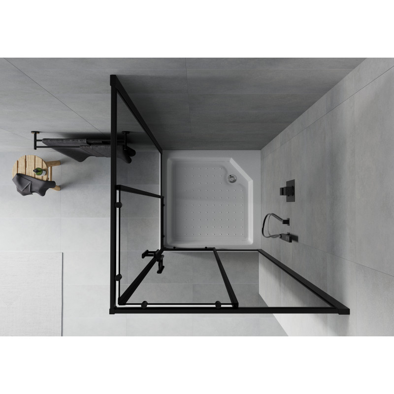 Mexen Rio Kvadratinė dušo kabina 90 x 90 cm, grafitas, juoda + padėklas, baltas - 860-090-090-70-40-4510