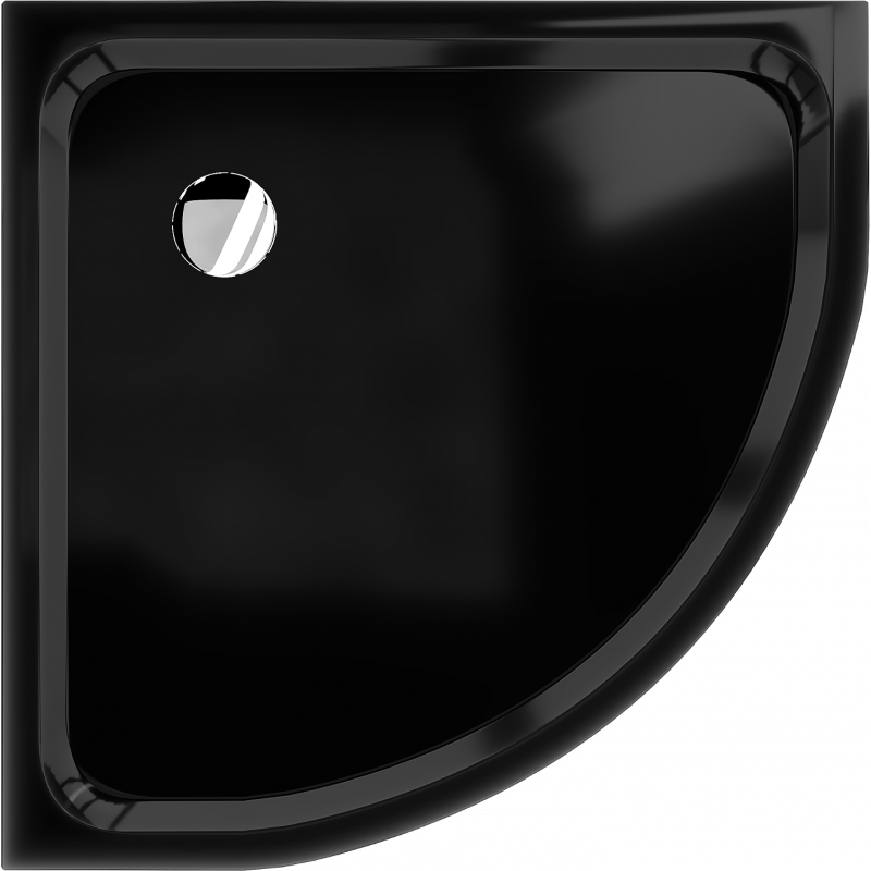 Mexen Flat pusapvalė dušo padėklas slim 100 x 100 cm, juodas, chromuotas sifonas - 41701010