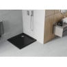 Mexen Flat kvadratinis dušo padėklas plonas 70 x 70 cm, juodas, chrominė sifono danga - 40707070