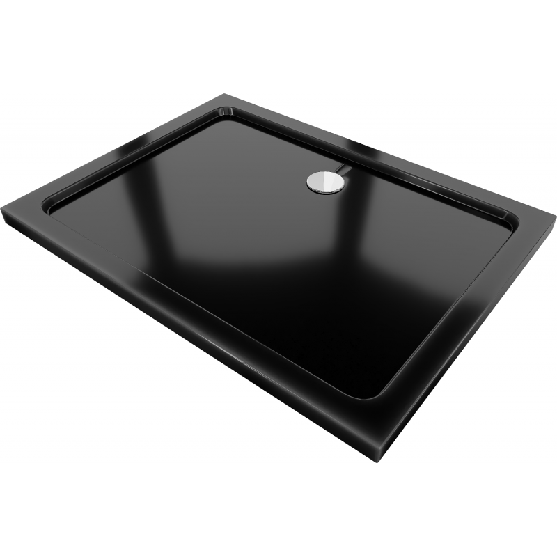 Mexen Flat stačiakampis slim dušo padėklas 80 x 70 cm, Juoda, sifonas  Chromo - 40707080