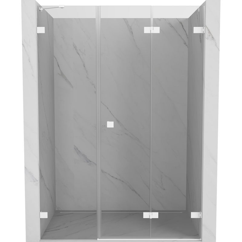 Mexen Lunar-F sulankstomos dušo durys, dešinės 140 cm, permatomos, baltos - 836S-140-050-20-00-P