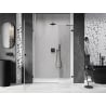 Mexen Lunar-B kairiosios pusės dušo durys 110 cm, permatomos, juodos - 832S-110-050-70-00-L