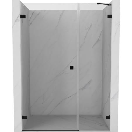Mexen Lunar-B kairiosios pusės dušo durys 110 cm, permatomos, juodos - 832S-110-050-70-00-L