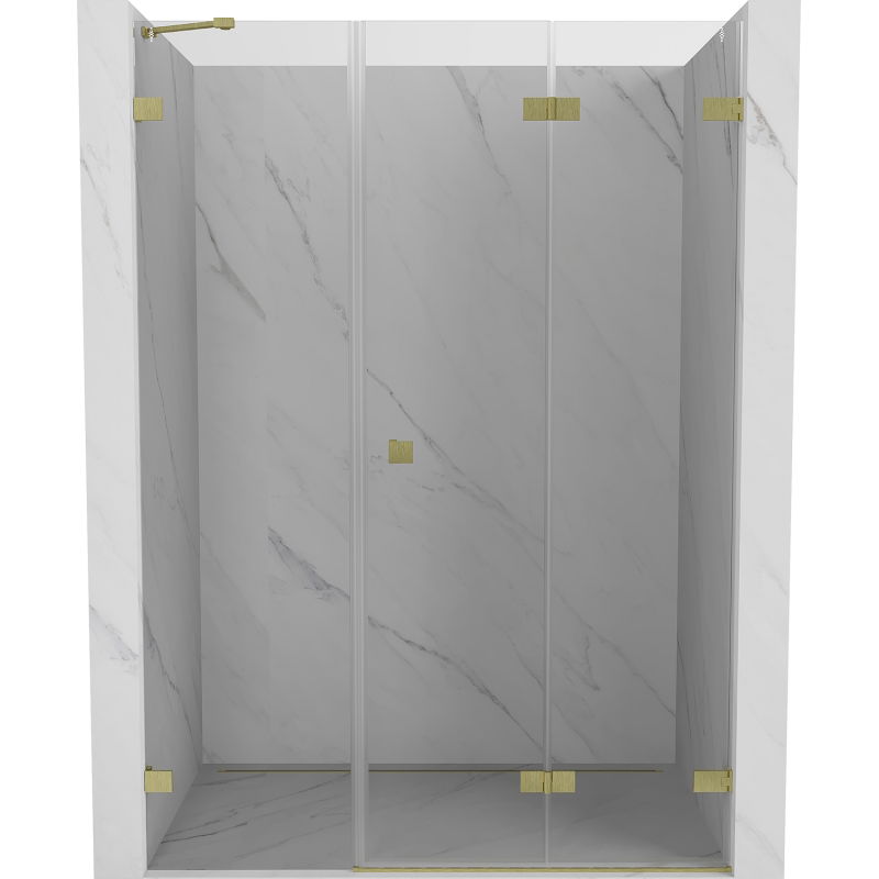 Mexen Lunar-F sulankiojamos dešinės dušo durys 110 cm, skaidrios, matinės aukso spalvos - 836S-110-050-55-00-P