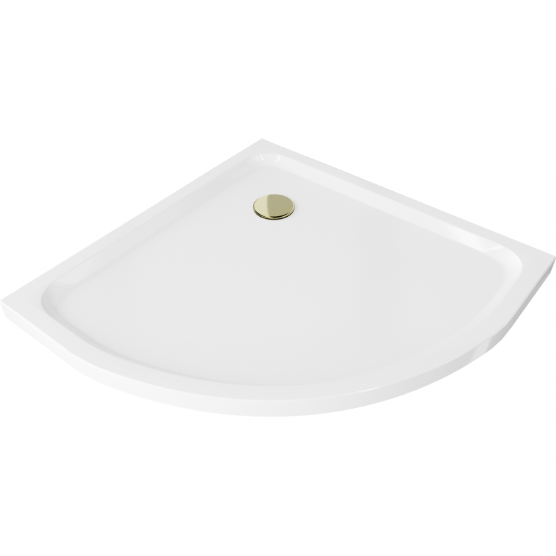 Mexen Flat pusapvalis dušo padėklas 100 x 100 cm, baltas, auksinis siphonas - 41101010G