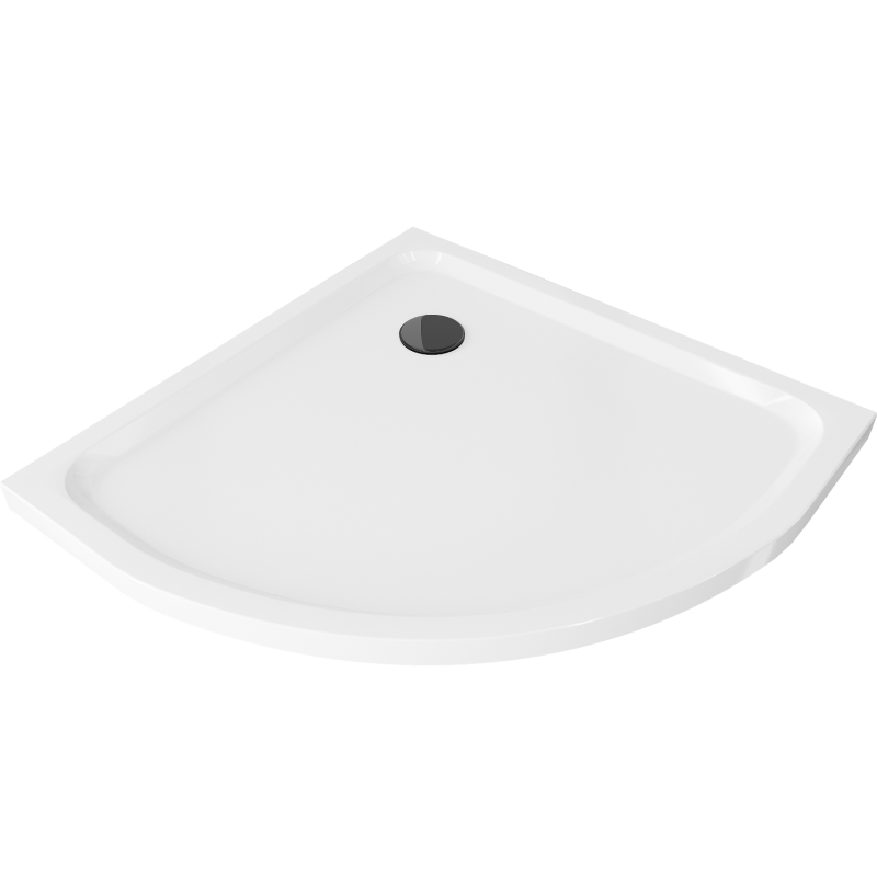 Mexen Flat pusapvalė dušo padėklas slim 100 x 100 cm, baltas, juodas sifonas - 41101010B