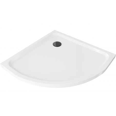 Mexen Flat pusapvalė dušo padėklas slim 100 x 100 cm, baltas, juodas sifonas - 41101010B