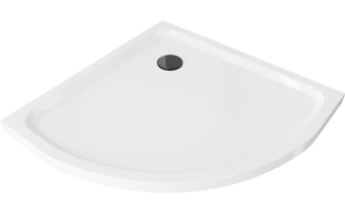 Mexen Flat pusapvalė dušo padėklas slim 100 x 100 cm, baltas, juodas sifonas - 41101010B