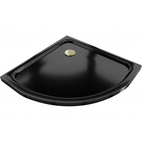 Mexen Flat pusapvalė dušo aikštelė slim 100 x 100 cm, juoda, sifonas auksinis - 41701010G