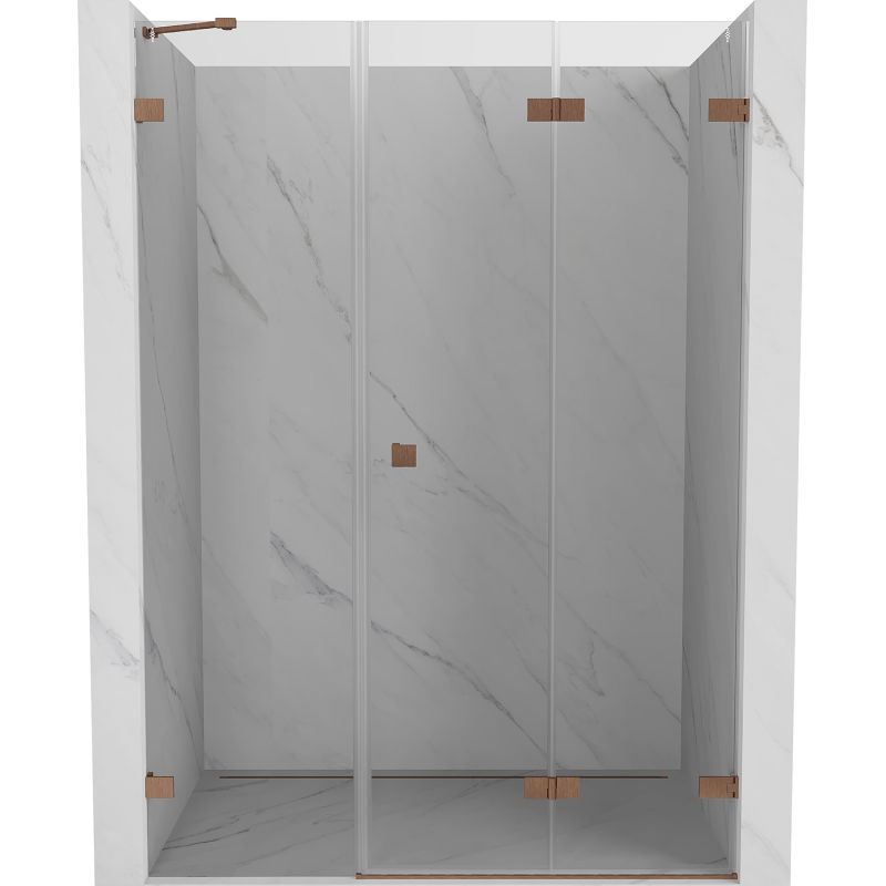 Mexen Lunar-F sulankstomos dešinės pusės 140 cm dušo durys, skaidrios, šlifuotas varis - 836S-140-050-65-00-P