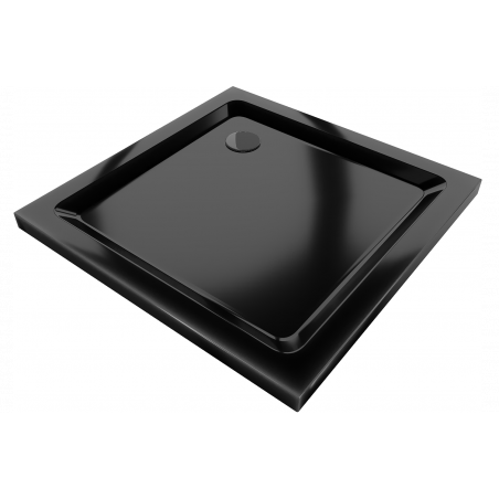 Mexen Flat plonas kvadratinis dušo padėklas 70 x 70 cm, juodas, juodas sifonas - 40707070B