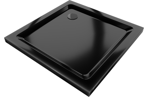 Mexen Flat plonas kvadratinis dušo padėklas 70 x 70 cm, juodas, juodas sifonas - 40707070B