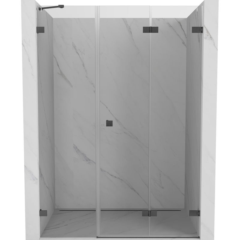 Mexen Lunar-F sulankstomos dušo durys dešinės 120 cm, skaidrios, matinė šlifuota pilka - 836S-120-050-66-00-P