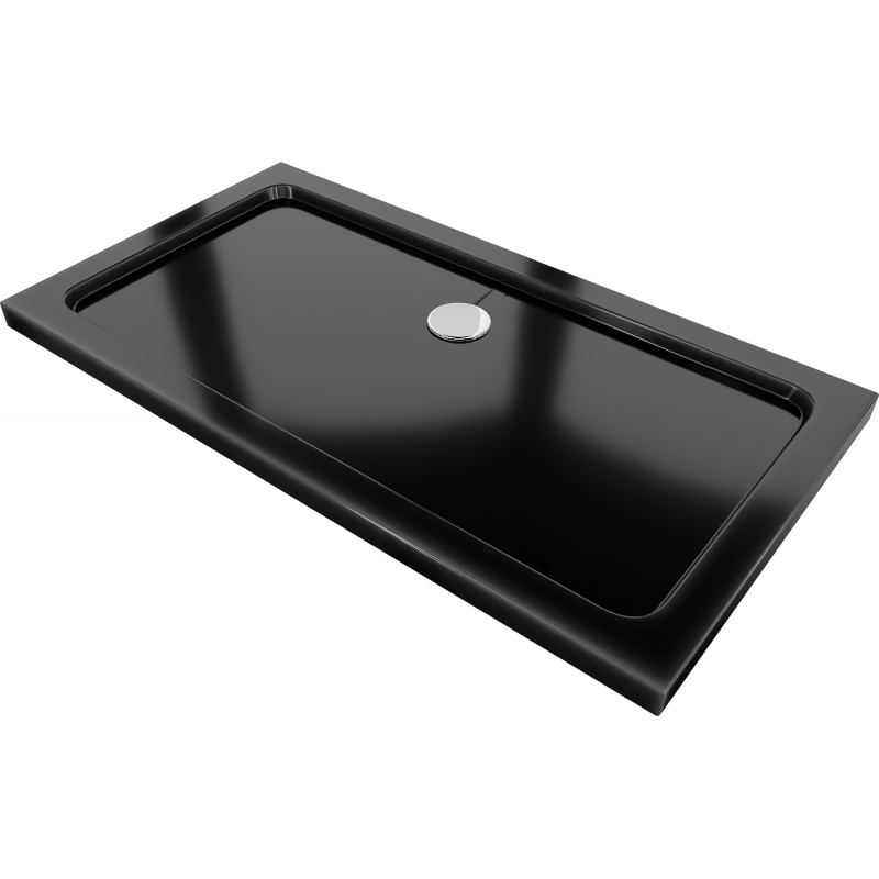 Mexen Flat stačiakampis dušo padėklas Slim 140 x 70 cm, juodas, chromuotas sifonas - 40707014