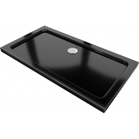 Mexen Flat stačiakampis dušo padėklas slim 140 x 70 cm, juodas, sifonas chromas - 40707014