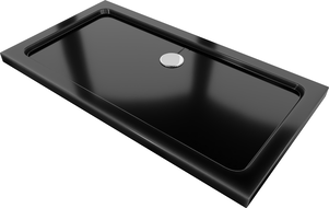Mexen Flat stačiakampis slim dušo padėklas 140 x 70 cm, Juoda, sifonas  Chromo - 40707014