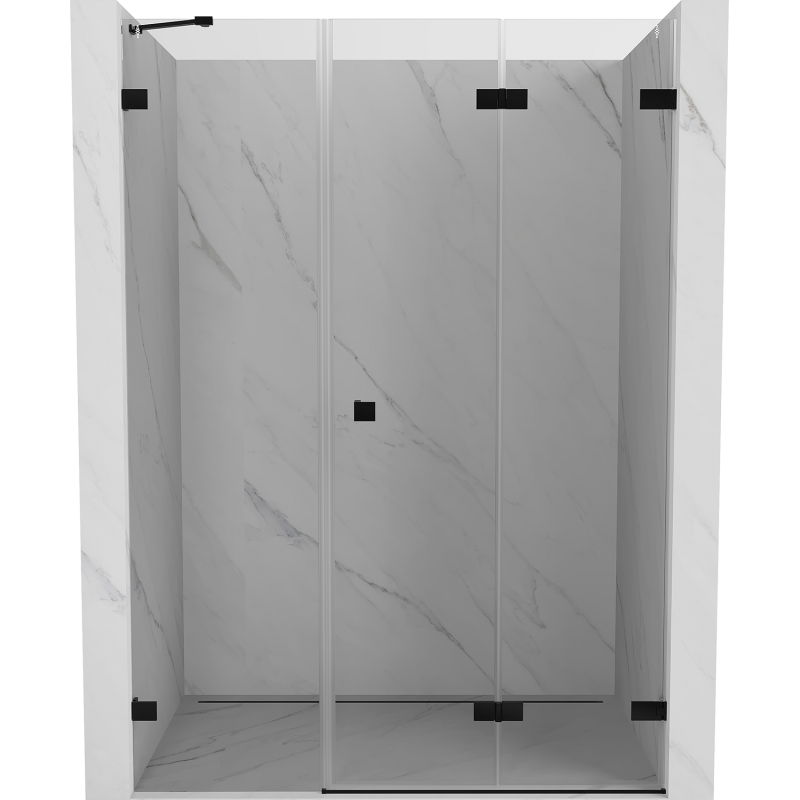 Mexen Lunar-F sulankstomos dušo durys dešinės 130 cm, skaidrios, juodos - 836S-130-050-70-00-P