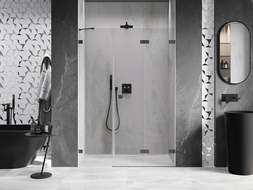 Mexen Lunar-F sulankstomos dušinės durys dešinės 140 cm, skaidrūs, gunmetal - 836S-140-050-95-00-P