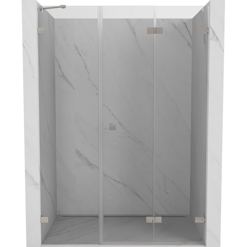 Mexen Lunar-F sulankstomos dušo durys, dešinė pusė, 130 cm, permatomos, šlifuoto nikelio - 836S-130-050-97-00-P
