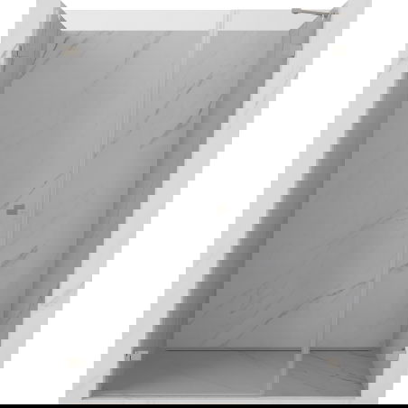 Mexen Lunar-B stumdomos praustuvo pertvara kairinė 140 cm, skaidrus, šlifuotas nikelis - 832S-140-050-97-00-L