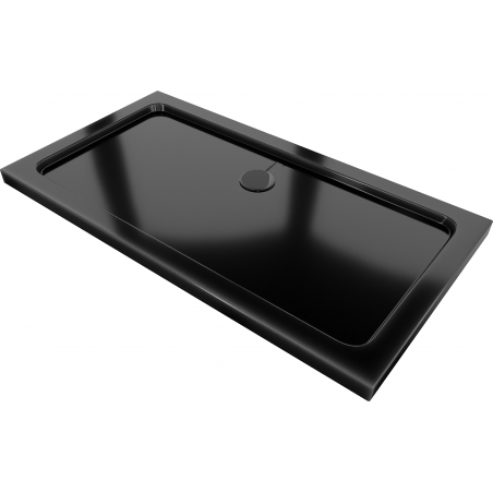 Mexen Flat stačiakampis dušo padėklas slim 140 x 70 cm, juodas, sifonas juodas - 40707014B