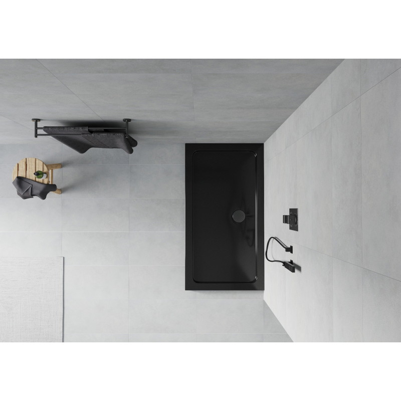 Mexen Flat stačiakampis dušo padėklas slim 120 x 70 cm, juodas, sifonas juodas - 40707012B