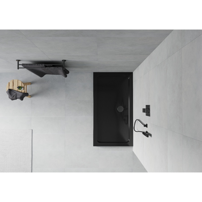 Mexen Flat stačiakampis dušo padėklas slim 130 x 70 cm, juodas, juodas sifonas - 40707013B