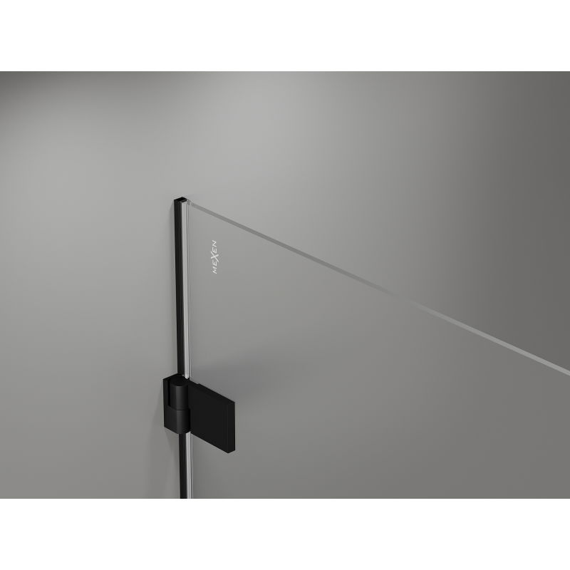 Mexen Lunar-B L kairieji dušo durys 130 cm, permatomos, juodos - 832SL-130-050-70-00-L