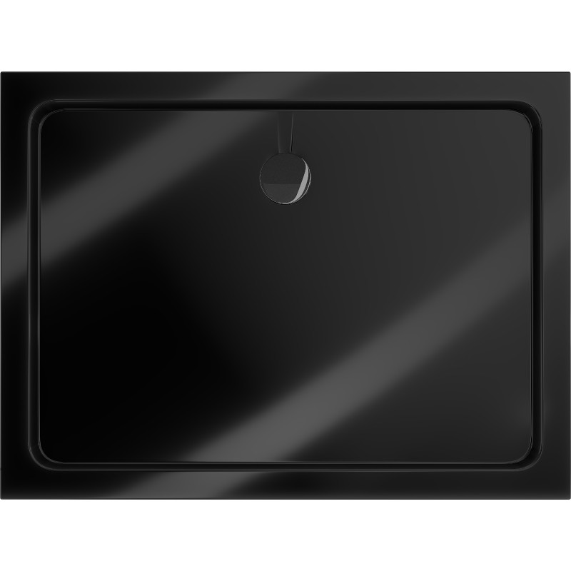 Mexen Flat stačiakampis plokščias dušo padėklas 90 x 80 cm, juodas, juodas sifonas - 40708090B