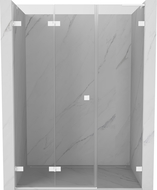 Mexen Lunar-F L sulankstomos dušo durys kairios 140 cm, skaidrios, baltos - 836SL-140-050-20-00-L