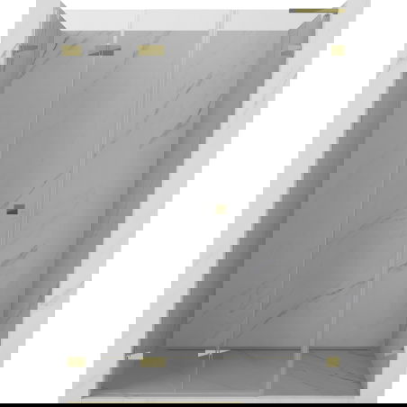 Mexen Lunar-F L sulankstomos dušo durys kairės 110 cm, permatomos, auksinės - 836SL-110-050-50-00-L