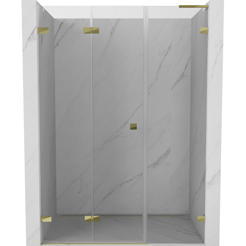 Mexen Lunar-F L sulankstomos dušo durys kairė 130 cm, skaidrios, auksinės - 836SL-130-050-50-00-L
