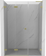 Mexen Lunar-F L sulankstomos dušo durys kairinės 130 cm, skaidrios, auksinės matinės - 836SL-130-050-55-00-L