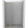 Mexen Lunar-F L sulankstomos dušo durys kairės 140 cm, skaidrios, šlifuotos auksinės - 836SL-140-050-55-00-L