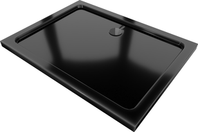 Mexen Flat stačiakampis plonas dušo padėklas 130 x 90 cm, juodas, juoda sifonas - 40709013B