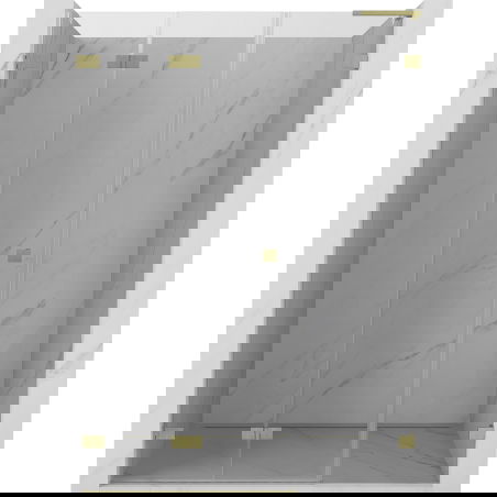 Mexen Lunar-F L sulankstomos dušo durys, kairės, 150 cm, permatomos, auksinės šlifuotos - 836SL-150-050-55-00-L