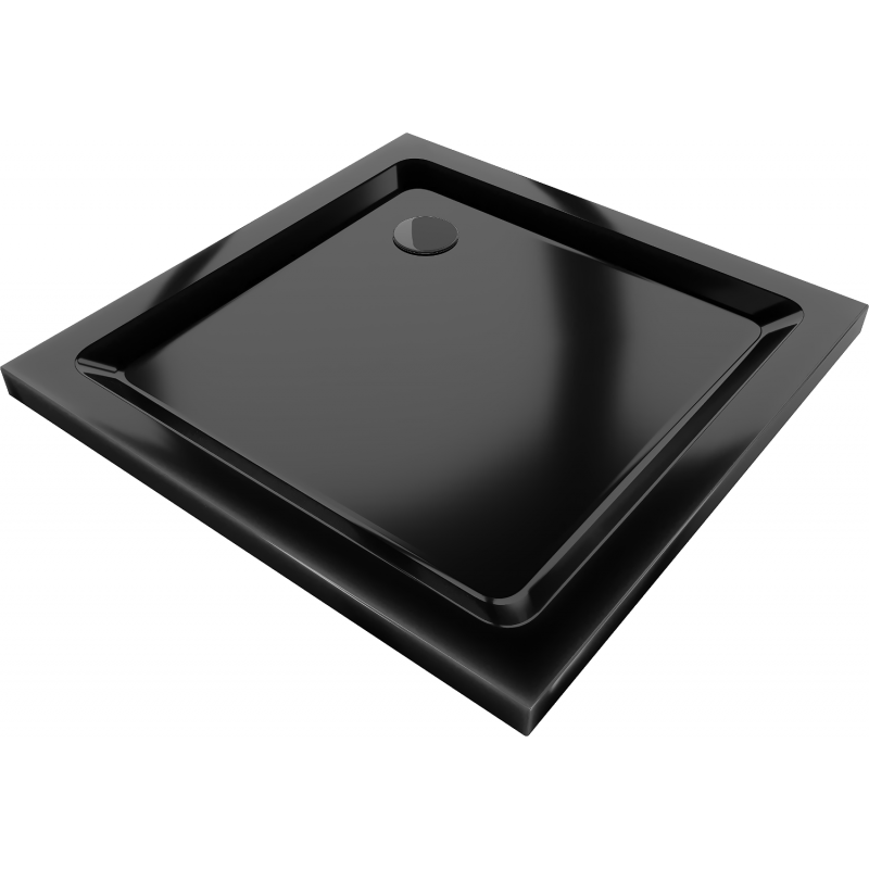 Mexen Flat kvadratinis dušo padėklas slim 100 x 100 cm, juodas, sifonas juodas - 40701010B