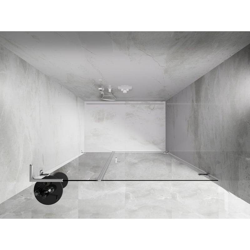 Mexen Lunar-B L dešinės pusės dušo durys 120 cm, permatomos, baltos - 832SL-120-050-20-00-P