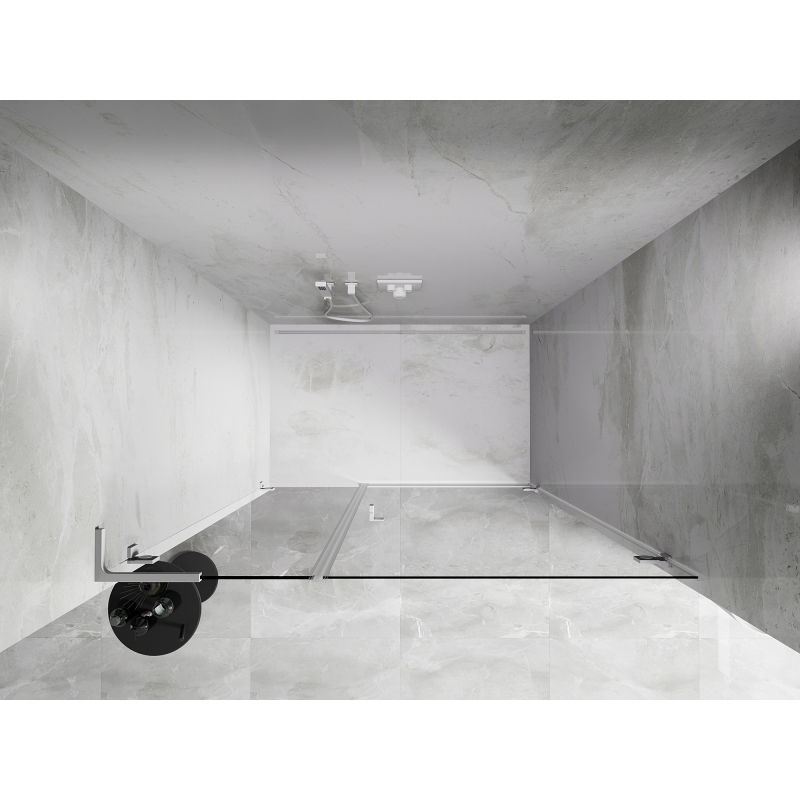 Mexen Lunar-B L dušo durys su dešine aikštute 125 cm, skaidrios, baltos - 832SL-125-050-20-00-P