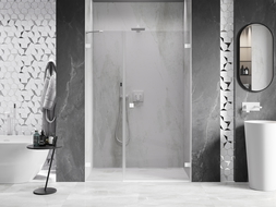 Mexen Lunar-B dešinės pusės dušo durys, 150 cm, skaidrios, baltos - 832S-150-050-20-00-P