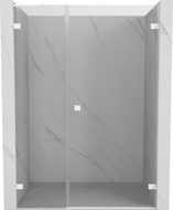 Mexen Lunar-B L dešinės pusės dušo durys 145 cm, permatomos, baltos - 832SL-145-050-20-00-P