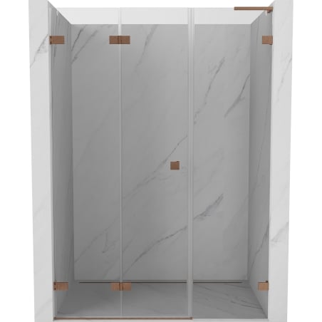 Mexen Lunar-F L sulankiojamos dešinės pusės dušo durys 140 cm, skaidrios, šlifuota varis - 836SL-140-050-65-00-L