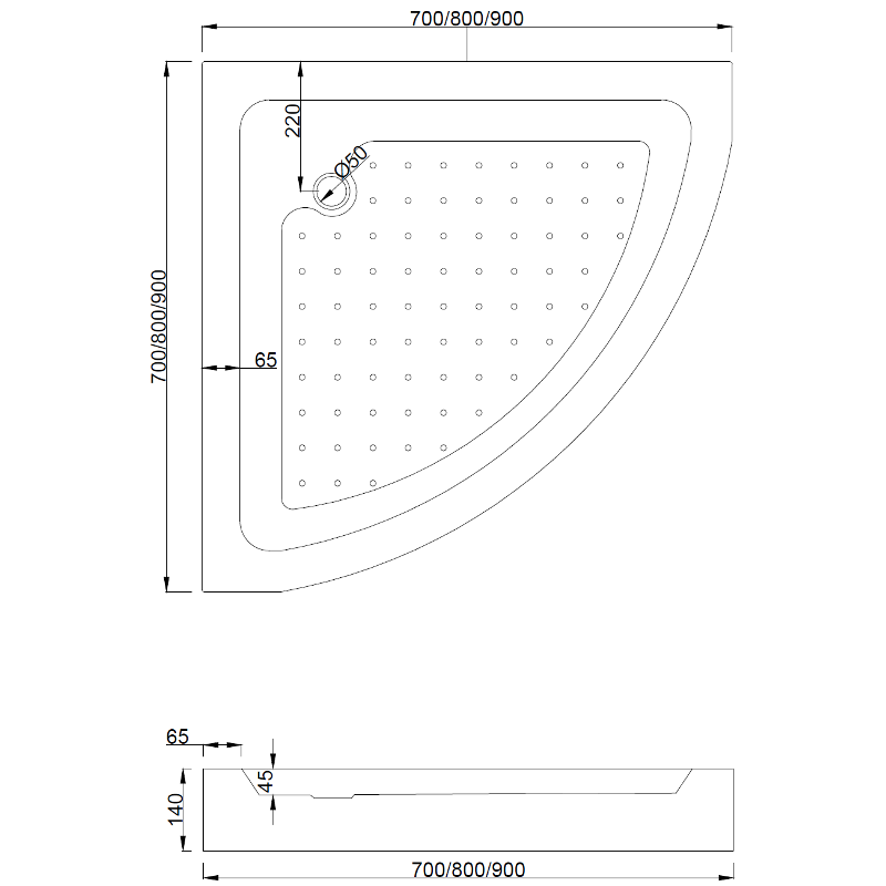 Mexen Rio pusapvalė dušo kabina 90 x 90 cm, juodos juostos, juoda + padėklas, baltas - 863-090-090-70-20-4710