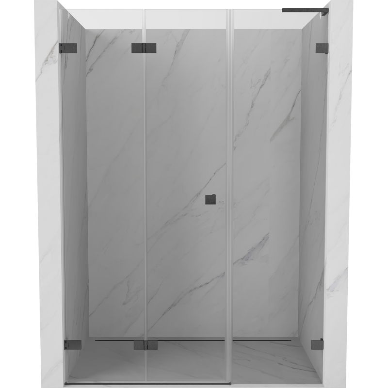 Mexen Lunar-F L sulankstomos dušo durys kairės 130 cm, skaidrios, matinės pilkos šlifuotos - 836SL-130-050-66-00-L